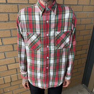 Vintage 60s 70s Big Mac Plaid Cotton Button Down Flannel ~ Size Medium
